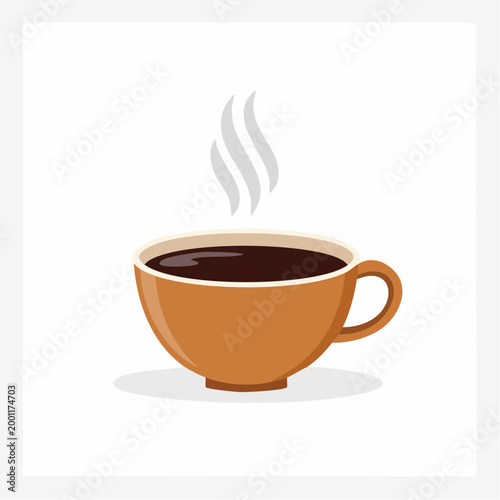 湯気の立つコーヒーカップのシンプルなベクターイラスト