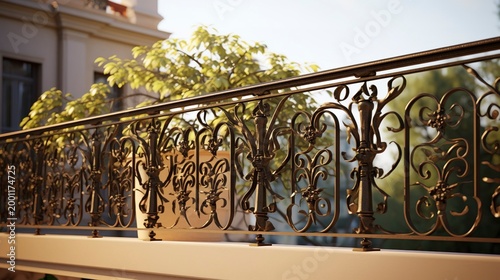 A photo of delicate wrought iron balcony railing.