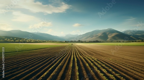 A photo of fields with freshly plowed land