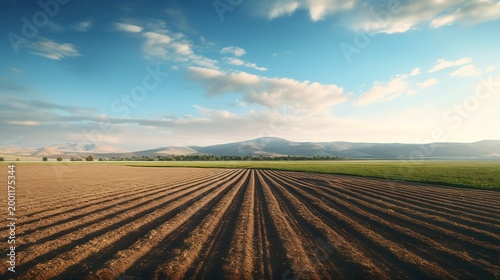A photo of fields with freshly plowed land