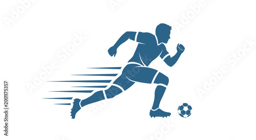 Dynamic Silhouette of a Soccer Player in Action.
