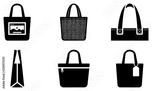 collection of various stylish handbag and tote bag designs with different shapes and patterns