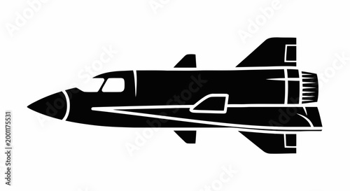 Black silhouette of fighter jet.