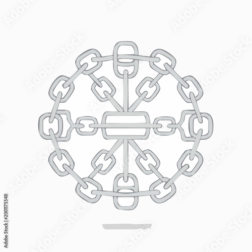 繋がった鎖（チェーン）のシンプルなベクターイラスト