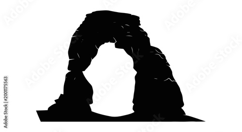 Black silhouette of natural arch.