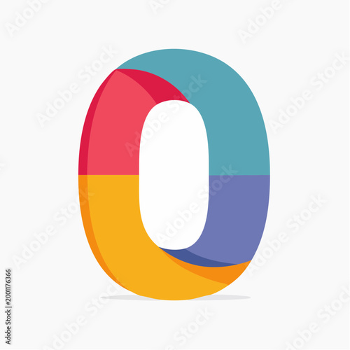 Free Download Colorful 3D Number Zero with Segments - GFXLoad