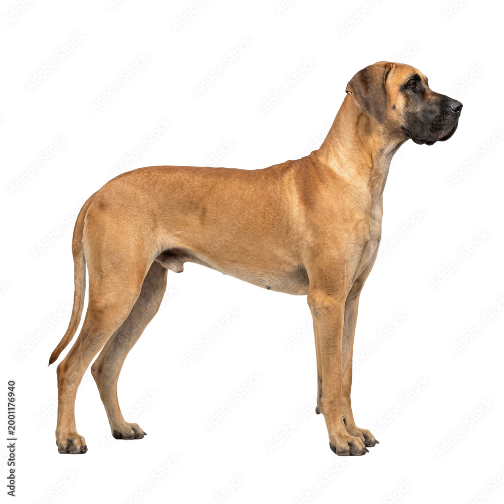 Obraz premium Great Dane dog standing in profile isolated on white background