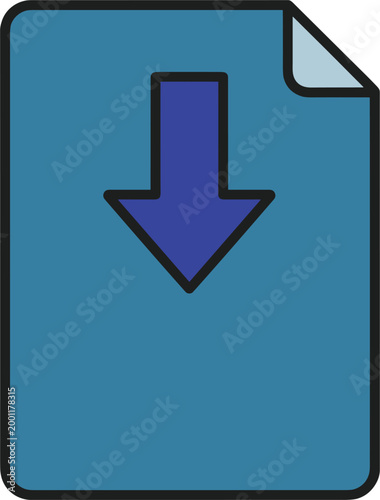 File download icon representing document storage transfer retrieval backup and digital file management minimal outline vector illustration symbol