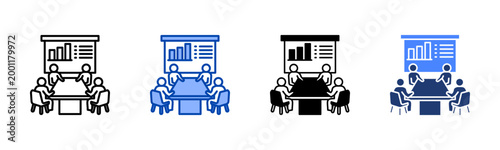 Business Meeting  Icon with Style Variations