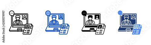 Online Interview  Icon with Style Variations