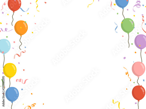 Colorful balloons border design, festive party decoration vector