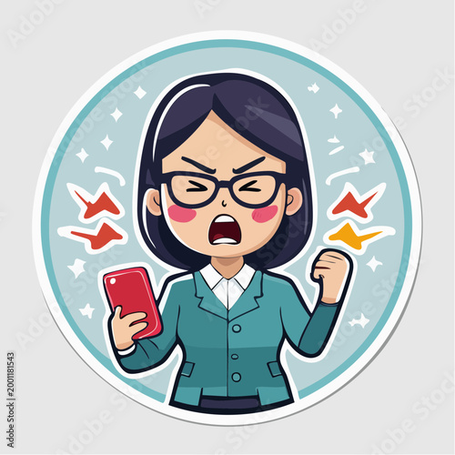 Angry Woman Yelling at Phone