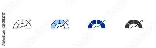 KPI icon set containing key performance indicator concept illustration in multiple styles vector icons