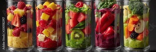 Fruit and vegetables in blender for a healthy nutritious smoothie