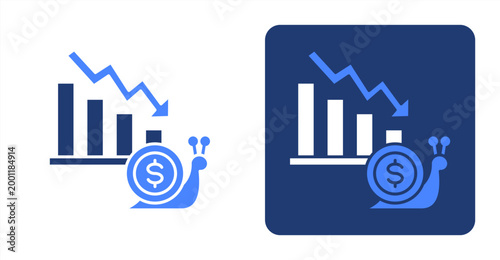 Slow Economy icon, with contrast background.