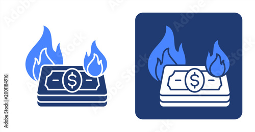 Cash Burn icon, with contrast background.