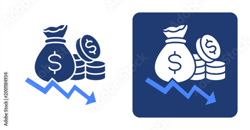 Profit Drop icon, with contrast background.