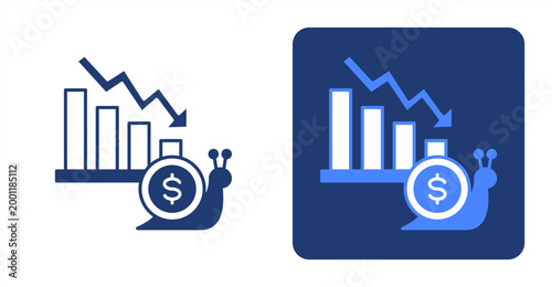 Slow Economy icon, with contrast background.