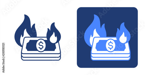 Cash Burn icon, with contrast background.