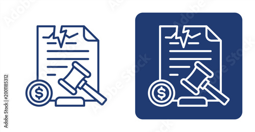 Bankruptcy icon, with contrast background.