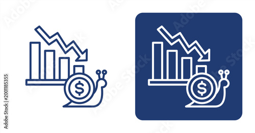 Slow Economy icon, with contrast background.
