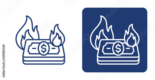 Cash Burn icon, with contrast background.