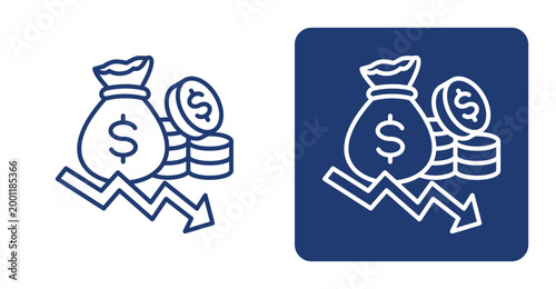 Profit Drop icon, with contrast background.