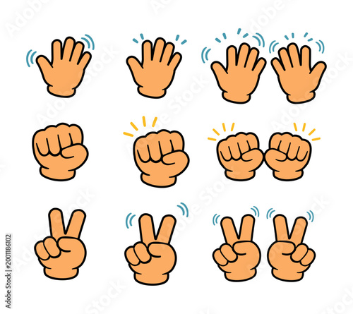 Cartoon Hand Icon Minimalist Hand Sign And Pose Colored Simple Digital Design