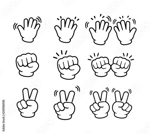  Cartoon Hand Icon Minimalist Hand Sign And Pose Uncolored Simple Digital Design