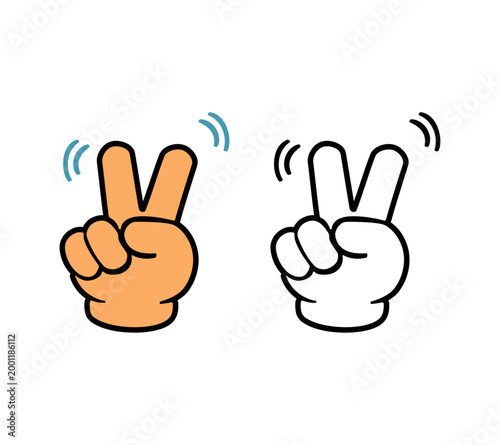 Cartoon Icon Hand Minimalist Hand Making Peace And Moving The Hand Sign Coloring Art Simple Digital Design