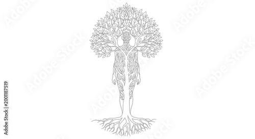 Woman with Tree Branches and Roots.