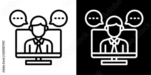 Client Discussion Icon Set White Style Collection