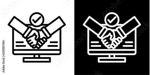 Business Agreement Icon Set White Style Collection