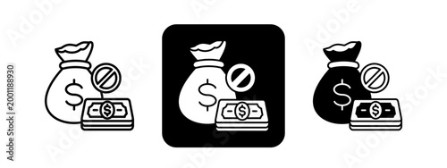 Anti Money Laundry  Solid color and black line drawing vector illustration set