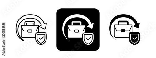 Business Continuity  Solid color and black line drawing vector illustration set