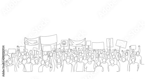Quadro su tela People protesting with picket signs.