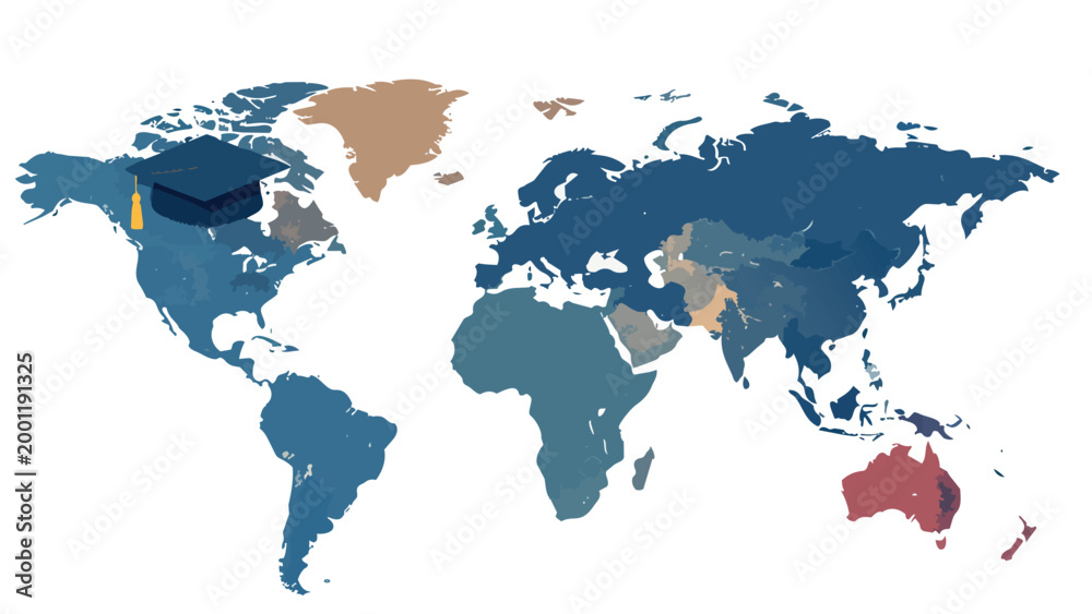 Fototapeta premium world map on white background