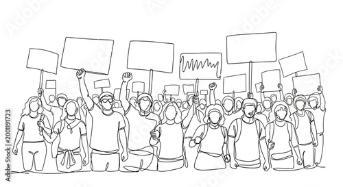 Protesters with signs in a crowd.