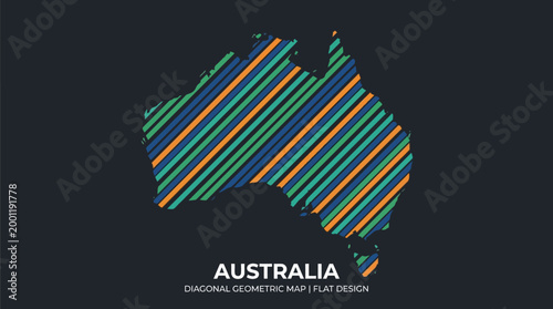 australia national geometric map flat design.