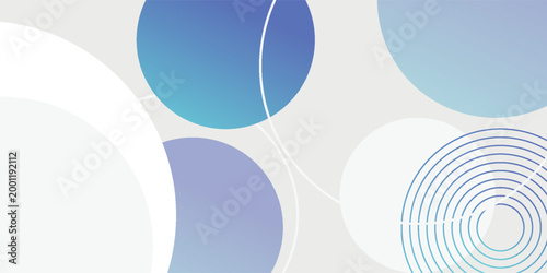 Abstract background with overlapping circles and concentric rings in blue, purple, and white tones on a light grey backdrop.