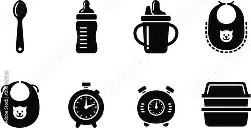 A collection of objects commonly associated with coffee and baking Vector
