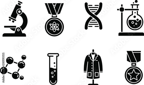 Illustration of various musical and scientific instruments and tools Vector