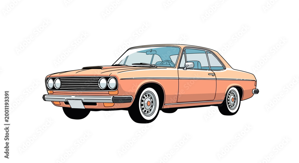 Fototapeta premium Vintage Orange Classic Car Model.