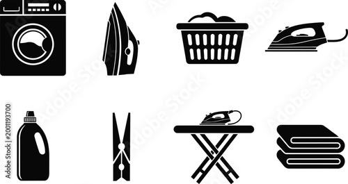 A collection of nine distinct icons representing various everyday items and symbols Vector