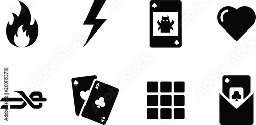 Silhouettes of diverse objects and shapes in black and white Vector