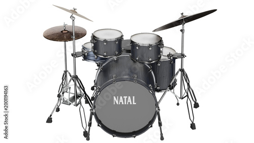 Canvas Print 3d rendering drum kit