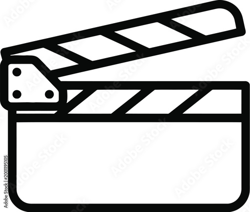Film clapperboard icon on white background