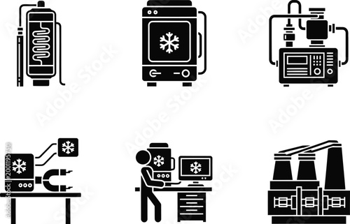 Various modern devices and a person using a tablet with security symbols Vector