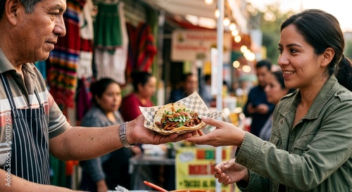 Authentic Mexican Street Taco Fiesta Scene with Fresh Tacos al Pastor and Cultural Atmosphere