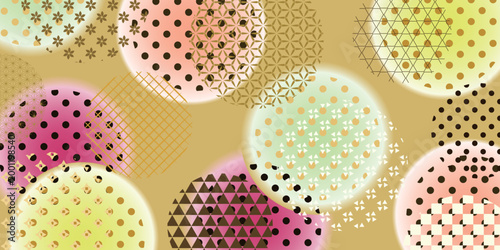 Colorful Abstract Circles with Japanese Geometric Patterns